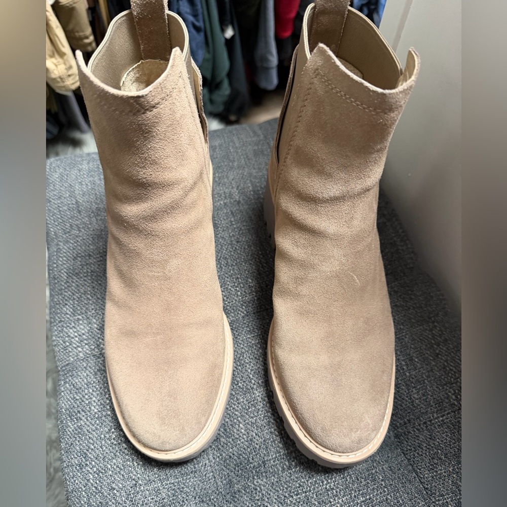 Dolce Vita Beige Suede Ankle Booties